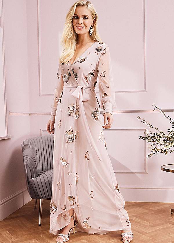 Together Blush Beaded Maxi Dress Grattan