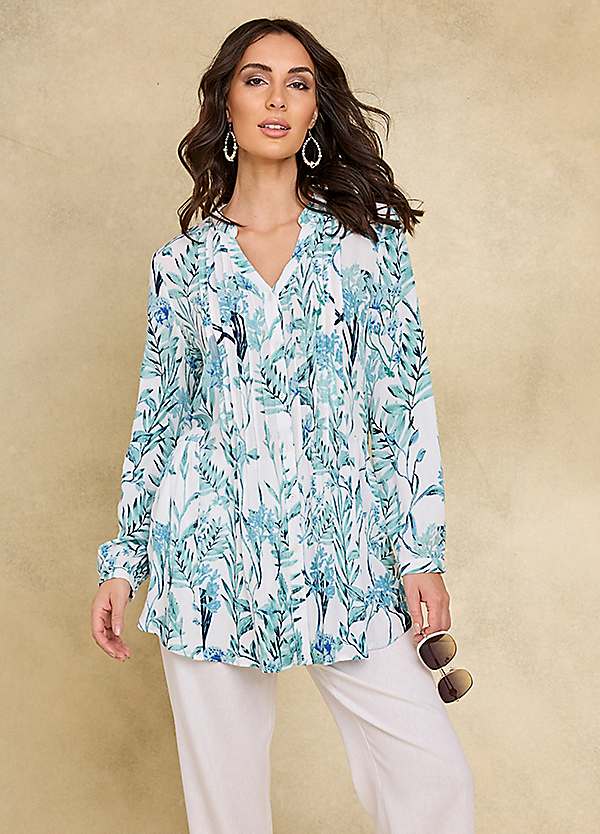 Together Mint Floral Print Crinkle Blouse