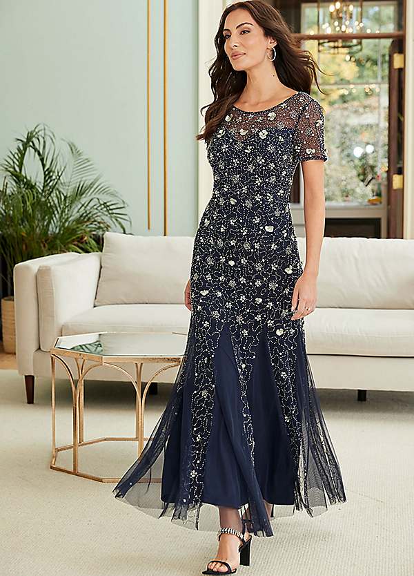 Together Navy Beaded Maxi Dress Grattan