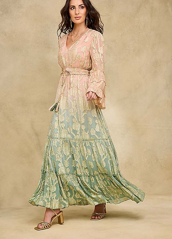 Together Ombre Jacquard Tiered Maxi Dress | Grattan
