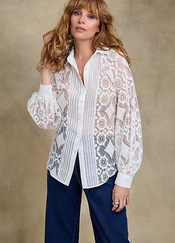 Together White Floral Lace Shirt Grattan - Main Image