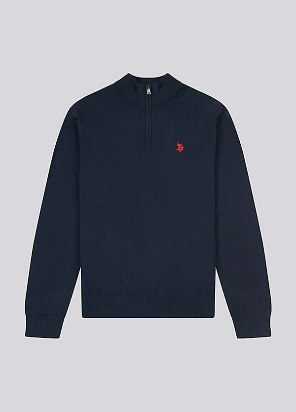 U.S. Polo Assn Cotton Funnel Neck Quarter Zip Knit Jumper | Grattan