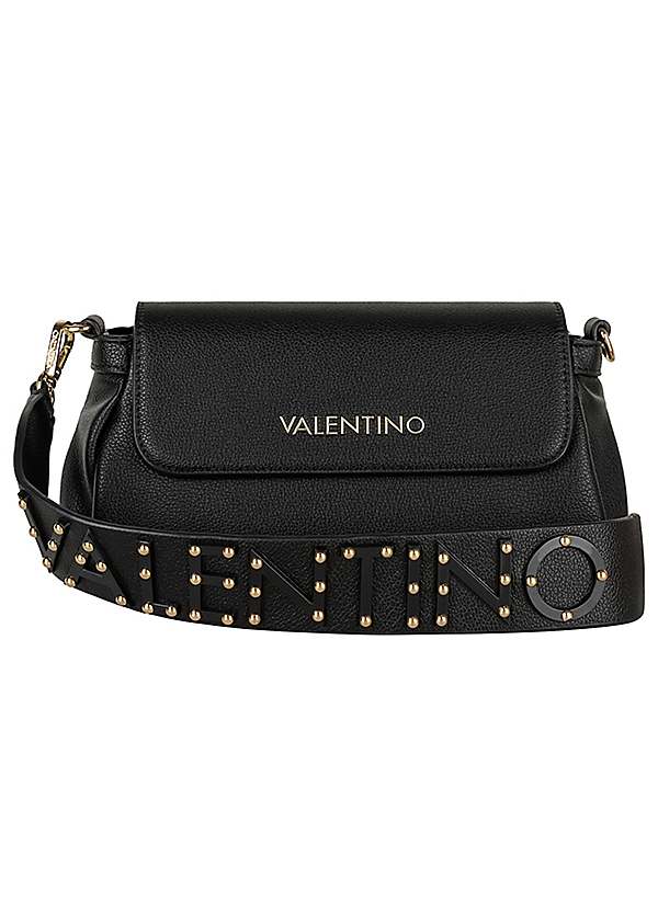 Valentino Black Studded Flap Over Crossbody Bag | Grattan