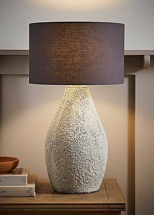 ValueLights Colin Grey Large Speckled Table Lamp Grattan