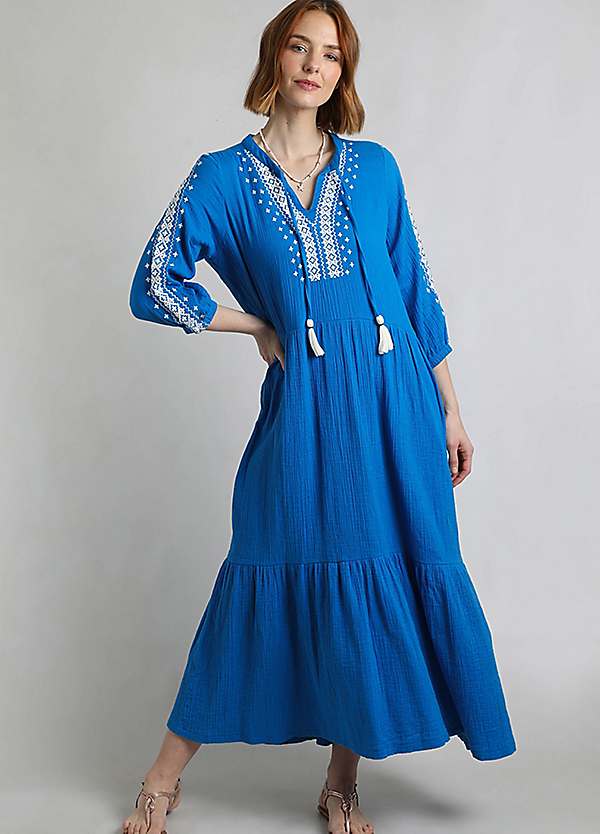 sachin and babi light blue dress Girl's Harvest Hoppers Embroidered Dress in Blue Gingham Size 6 main image 0