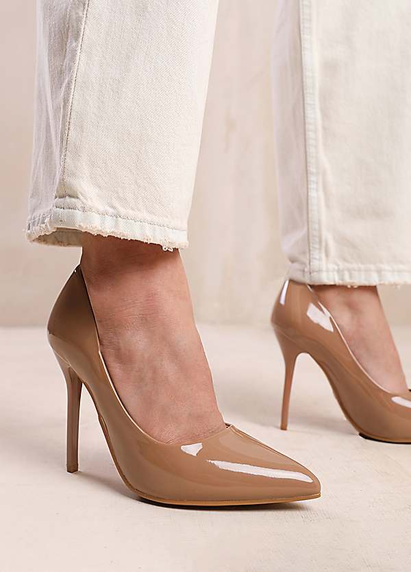 Where's That From Mocha Patent Kyra High Heel Stiletto Pumps Grattan