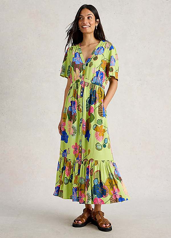 white stuff midi dress Rua Jersey Print Midi Dress in GREEN PRINT