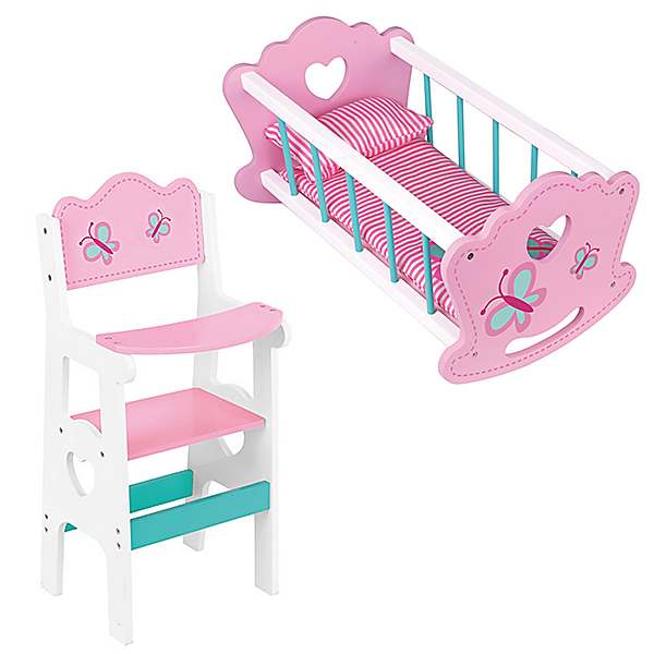 Doll crib high chair set on sale