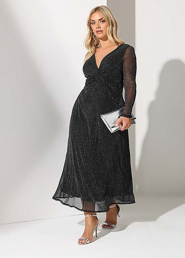 Yours London Curve Metallic Twist Front Maxi Dress | Grattan