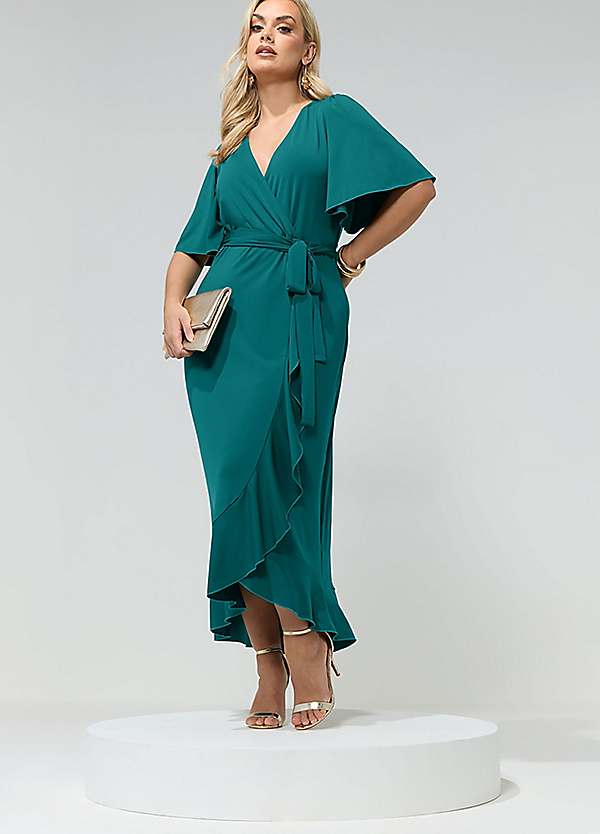 chinese dress ladies Women Plus Size Multicolour Stripe Printed V-Neck Waist Tie-Up Crepe Curved  Hem Maxi Dress