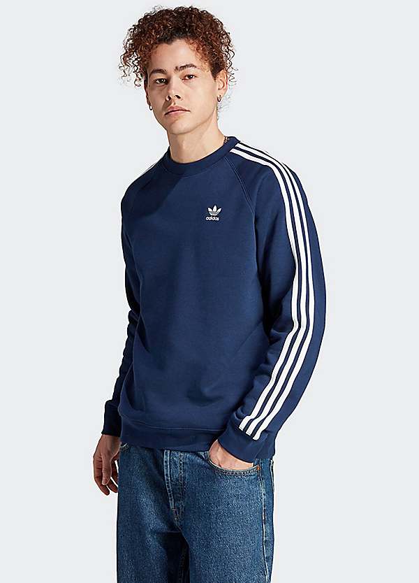 Adidas three stripe crew best sale neck sweatshirt