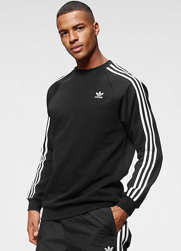 Adidas black hotsell sweatshirt 3 stripe