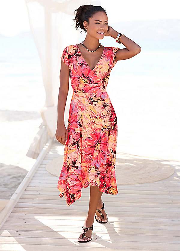beach wrap dress uk Midaxi Wrap Beach Dress in Multi
