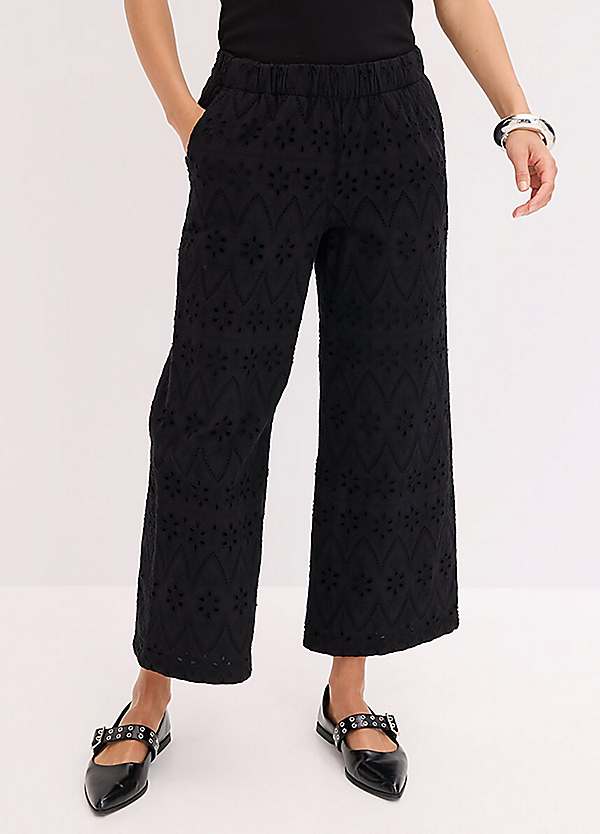bonprix Broderie Cropped Culotte Trousers Grattan