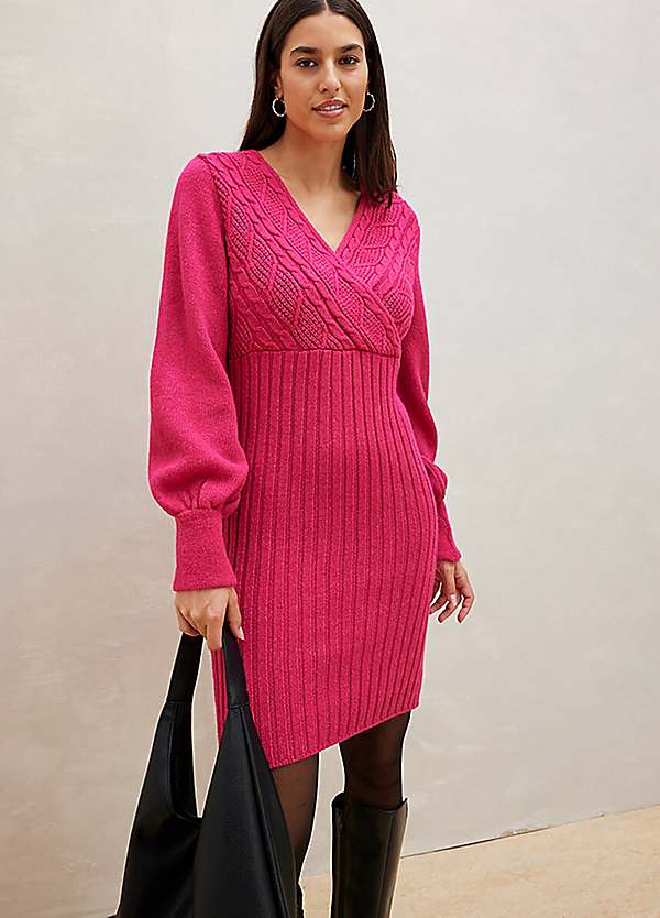 bonprix Cable Knit Wrap Dress | Grattan bonprix Cable Knit Wrap Dress | Grattan
