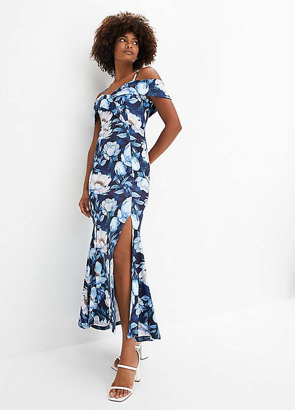 sachin and babi light blue dress bonprix Floral Print Cold Shoulder Maxi Dress