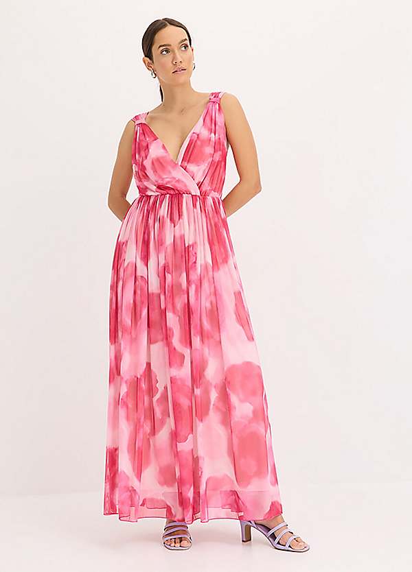 bonprix Floral Print Net V-Neck Maxi Dress | Grattan