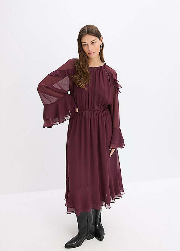 bonprix Flounced Chiffon Midi Dress | Grattan