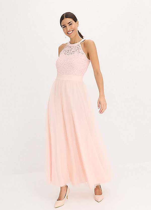 bonprix Lace Bodice A-Line Chiffon Dress Grattan