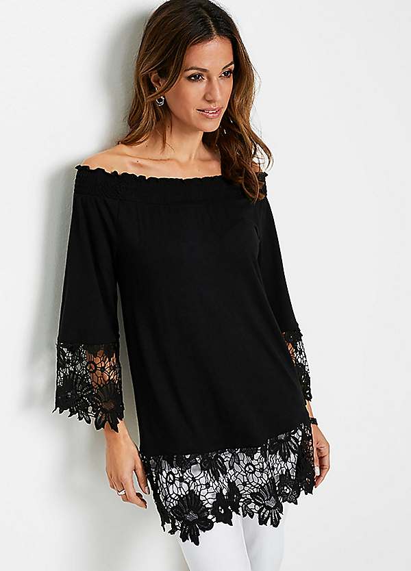 Embroidered Ruffle Hem Tunic by bonprix