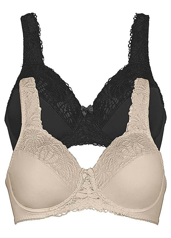 Pack of 2 Non Wired Full Cup Bras by bonprix