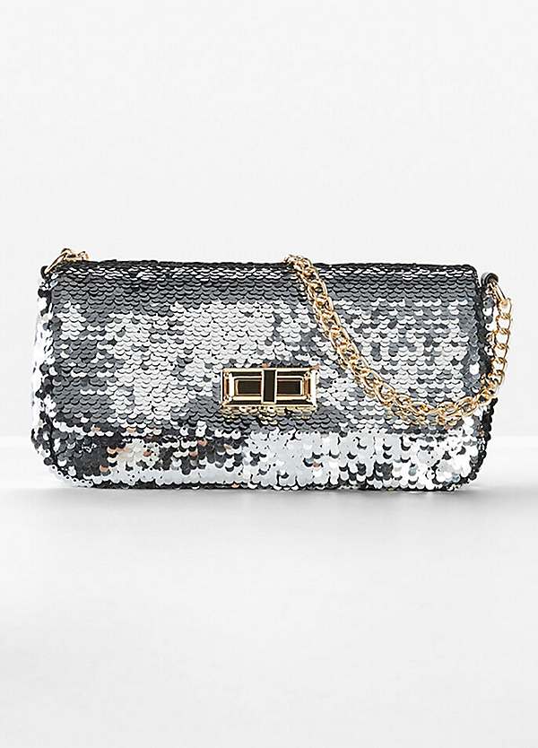 Silver sequin clutch on sale bag