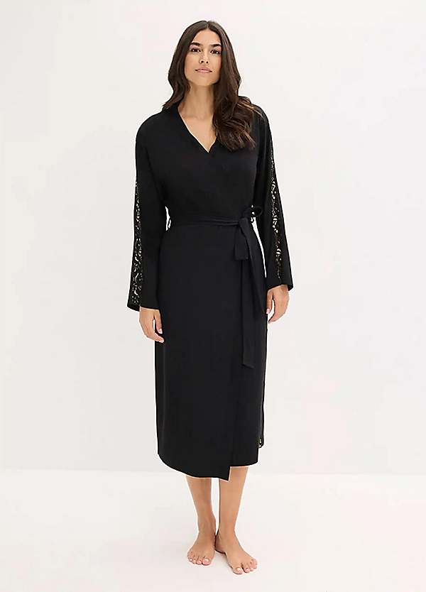 bonprix Sparkly Lace Trim Dressing Gown | Grattan