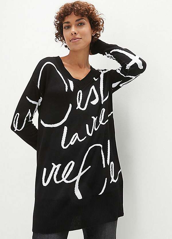 bonprix Statement Print Round Neck Jumper