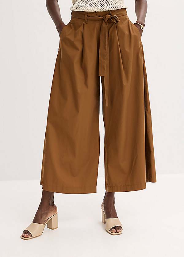 bonprix Wide Leg Cotton Poplin Trousers Grattan - Main Image