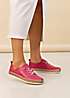Lunar Evie Raspberry Leather Plimsolls | Grattan