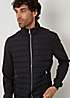 Black Quilted Hybrid Funnel Neck Jacket